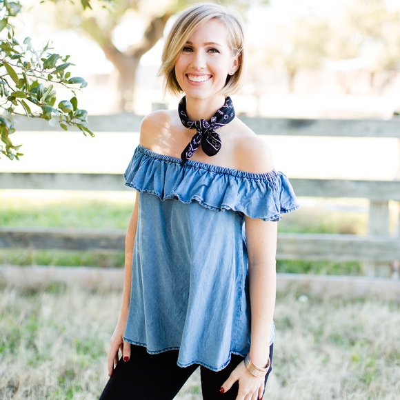 Velvet Heart Tops - Velvet Heart Denim* Off Shoulder Top